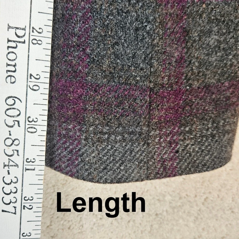 Ann Taylor LOFT Plaid Wool‎ Blend Double Breasted Fit Flare Coat Tailored Size 2